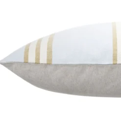 Coussin jacquard rayure blanc marron bleu clair 45x45cm