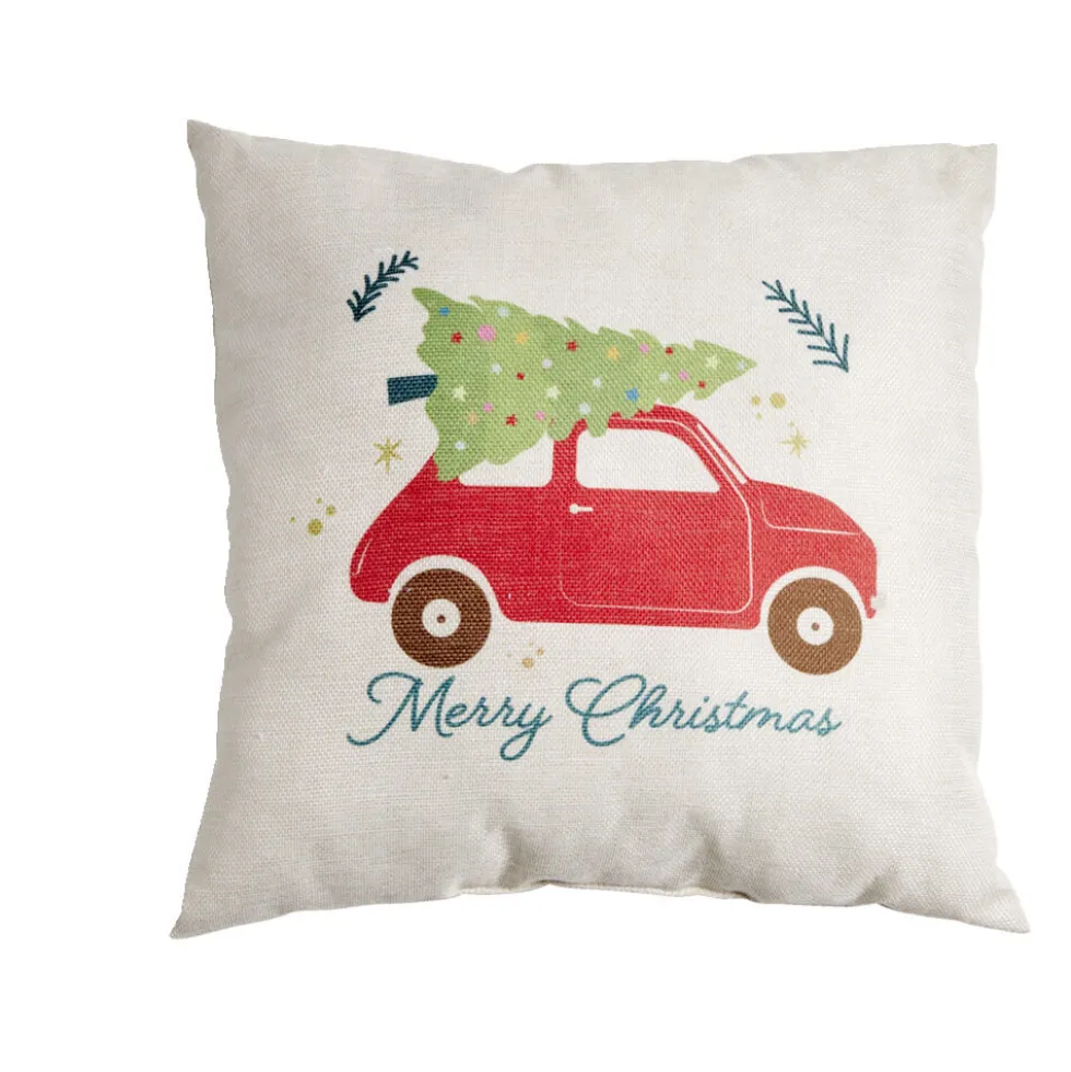 Coussin Noël effet lin Merry Christmas 40x40cm