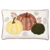 Coussin rectangulaire blanc motif 3 citrouilles 30x50cm