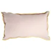 Coussin rectangulaire en lin et coton rose bord orange 30x50cm