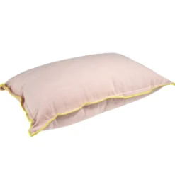 Coussin rectangulaire en lin et coton rose bord orange 30x50cm