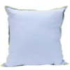 Coussin rectangulaire en lin et coton bleu bord vert 30x50cm
