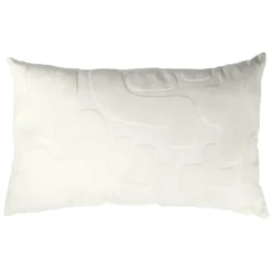 Coussin rectangulaire motif organique relief velours blanc 30x50cm
