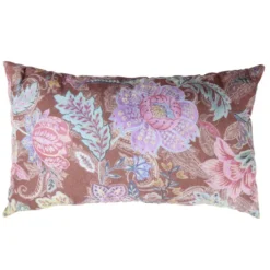 Coussin rectangulaire motif végétal Indie effet toile de jute 30x50cm (2 modèles)