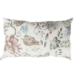 Coussin rectangulaire motif végétal Indie effet toile de jute 30x50cm (2 modèles)