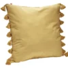 Coussin rembourré uni avec pompons 60x60cm (3 modèles)
