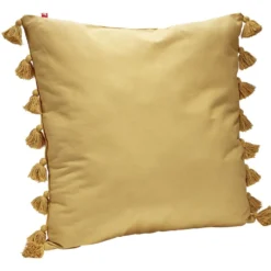 Coussin rembourré uni avec pompons 60x60cm (3 modèles)