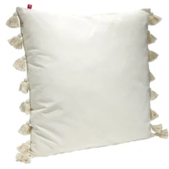Coussin rembourré uni avec pompons 60x60cm (3 modèles)
