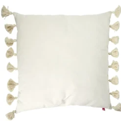Coussin rembourré uni avec pompons 60x60cm (3 modèles)