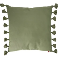 Coussin rembourré uni avec pompons 60x60cm (3 modèles)