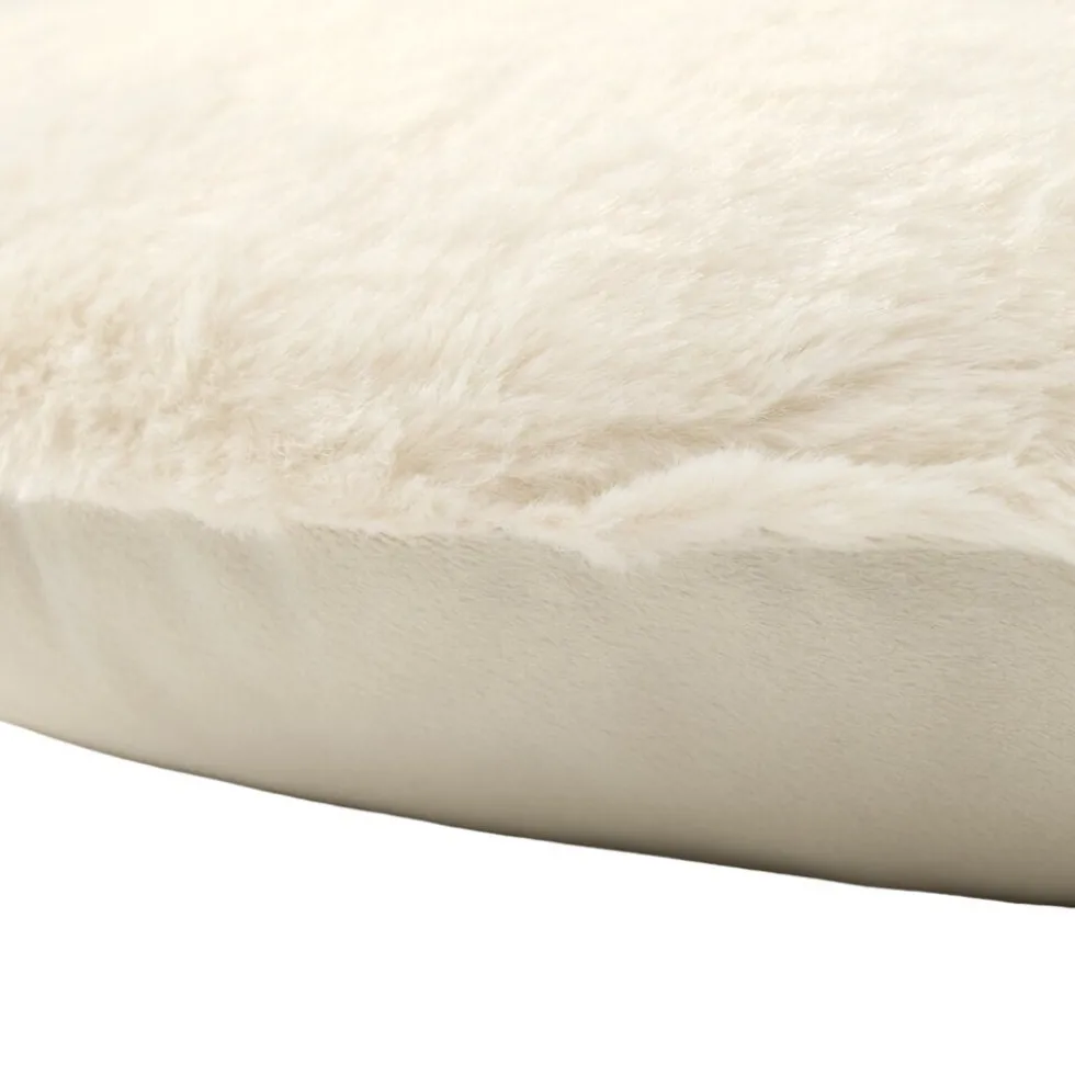Coussin rond bouclette motifs végétal et champignons Ø40cm