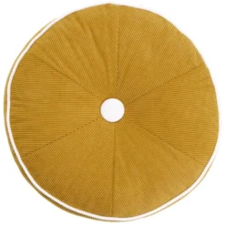 Coussin rond côtelé façon tranche de citron jaune Ø35cm