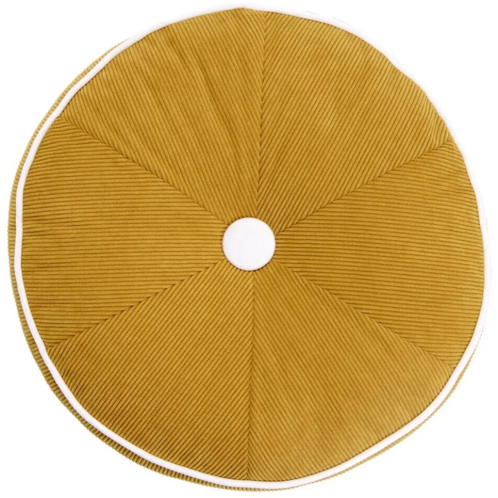 Coussin rond côtelé façon tranche de citron jaune Ø35cm
