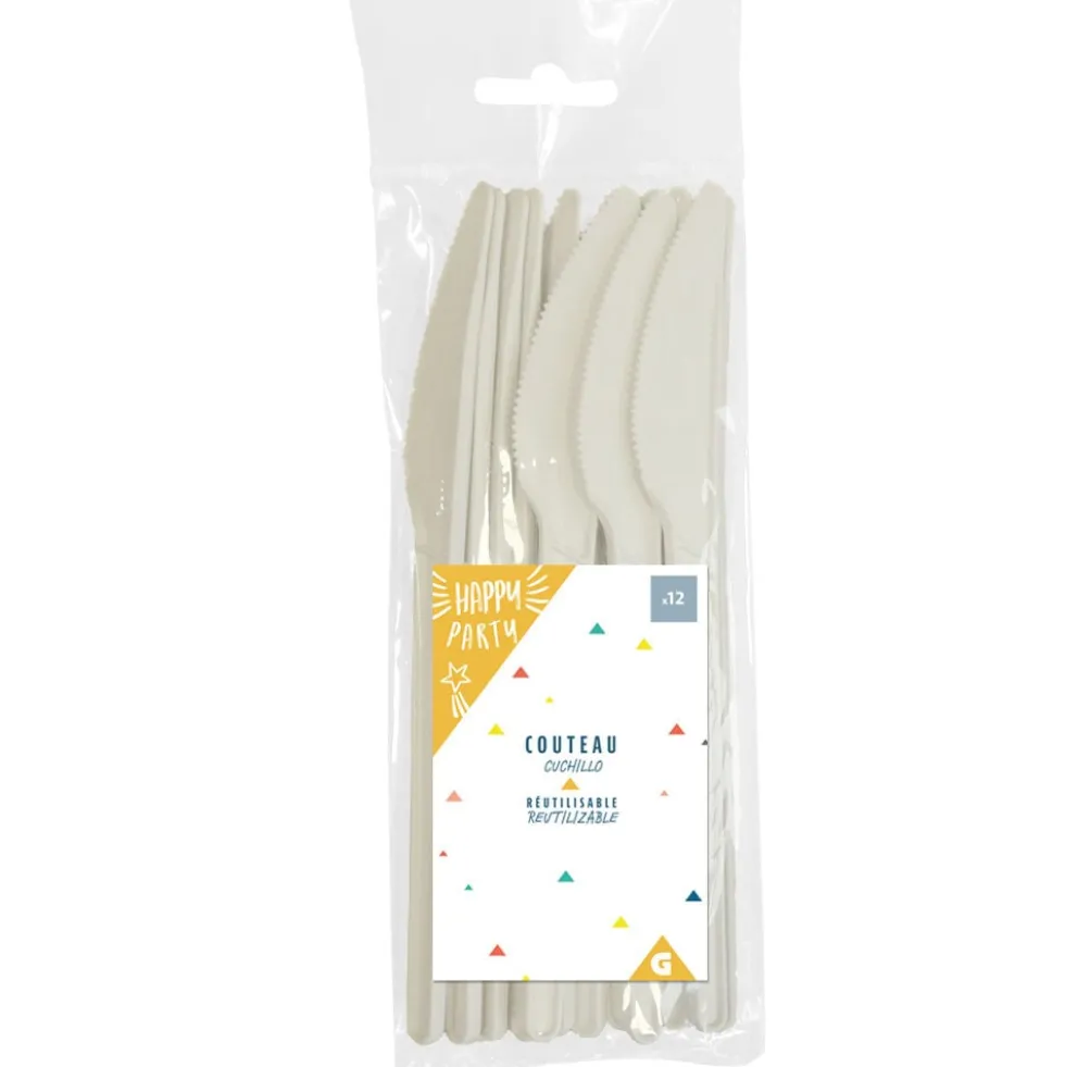 Couteau plastique blanc x12