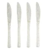 Couteau plastique réutilisable x4 pailleté doré L17cm