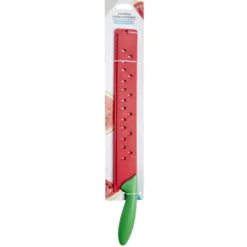 Couteau pour pastèque métal rouge et ABS vert L43,5x5x2,5cm