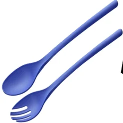 Couverts à salade x2 plastique bleu L26,5cm