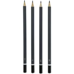 Crayons de bois graphiques 4 pièces HB/2H/H/2B H17cm