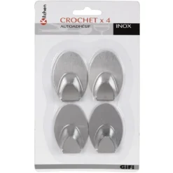 Crochet adhésif inox x4
