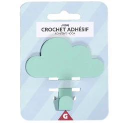 Crochet adhésif métal forme nuage 8,5x2xH11,4cm - 3 modèles