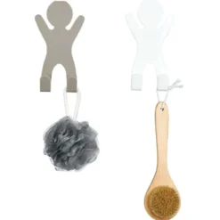 Crochet de porte forme bonhomme bleu - 10,5xH.19 cm