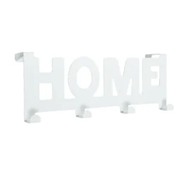 Crochet de porte HOME en métal blanc ou noir 36,5x16,5cm - 2 modèles