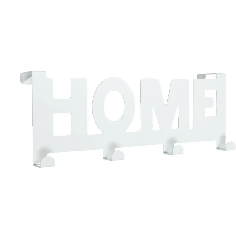 Crochet de porte HOME en métal blanc ou noir 36,5x16,5cm - 2 modèles
