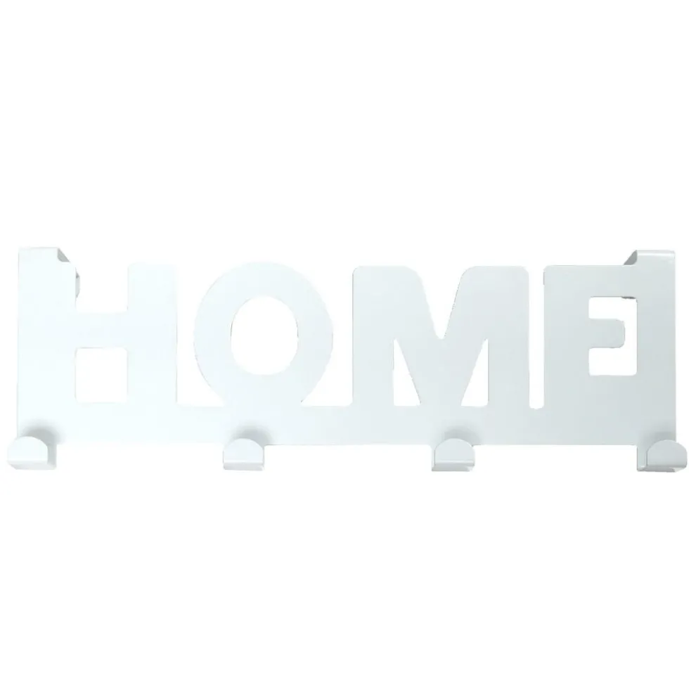Crochet de porte HOME en métal blanc ou noir 36,5x16,5cm - 2 modèles
