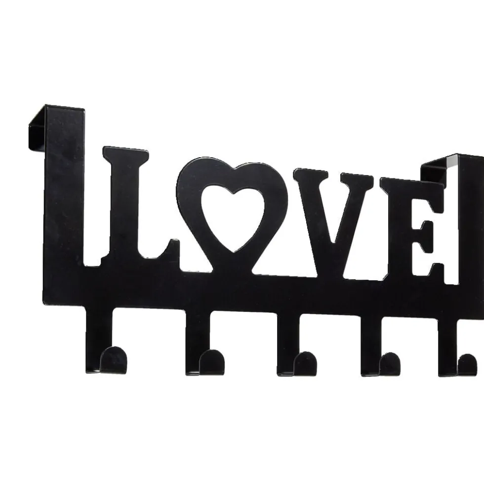 Crochet de porte LOVE en métal blanc ou noir 36,5x16,5cm - 2 modèles