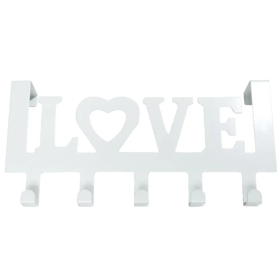 Crochet de porte LOVE en métal blanc ou noir 36,5x16,5cm - 2 modèles