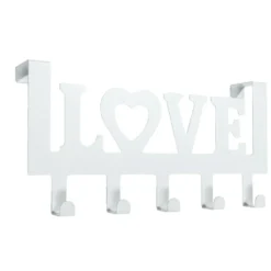 Crochet de porte LOVE en métal blanc ou noir 36,5x16,5cm - 2 modèles
