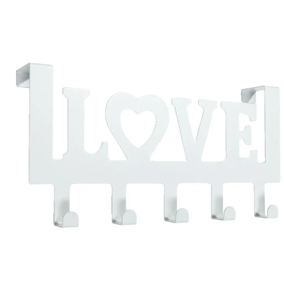 Crochet de porte LOVE en métal blanc ou noir 36,5x16,5cm - 2 modèles