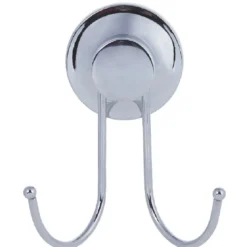 Crochet double à ventouse inox gris