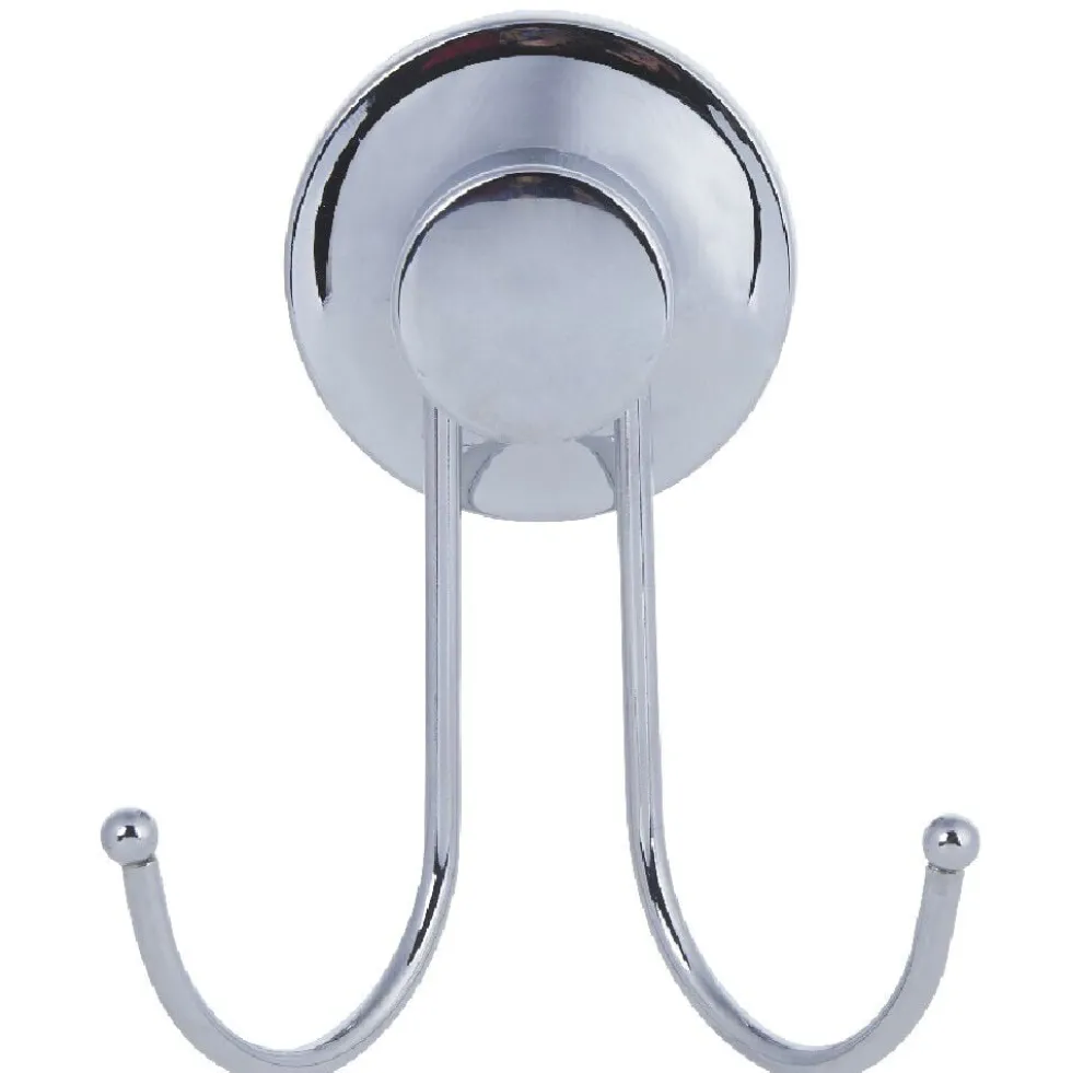 Crochet double à ventouse inox gris