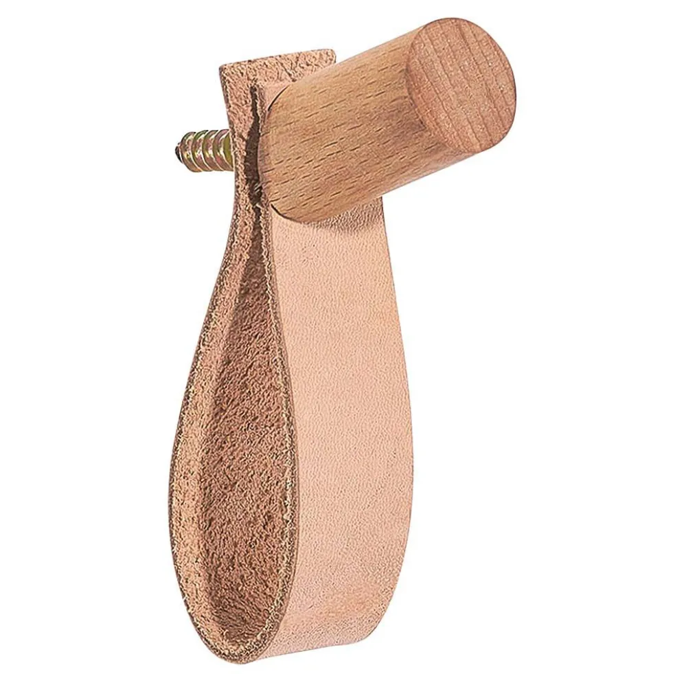 Crochet en bois et cuir