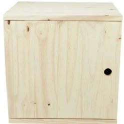 Cube de rangement 1 porte pin naturel