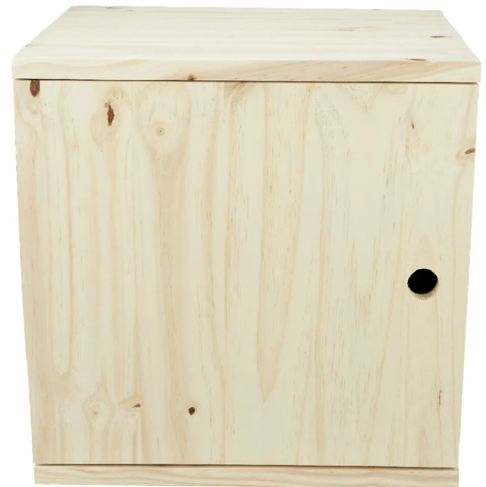 Cube de rangement 1 porte pin naturel