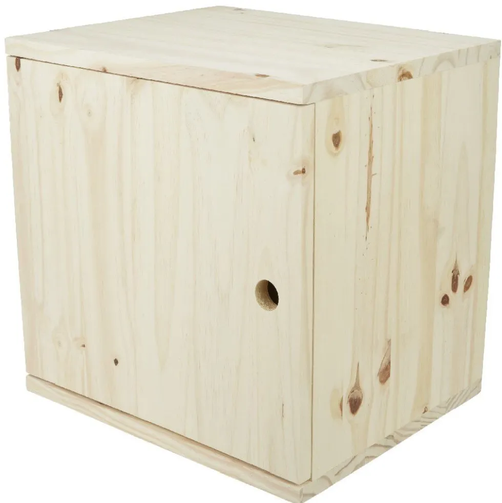 Cube de rangement 1 porte pin naturel