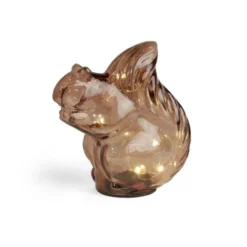 Écureuil décoratif en verre brun avec LED 8,3x14xH15,6cm