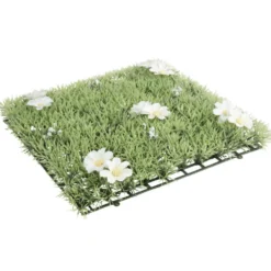 Dalle de gazon artificiel fleurs blanches