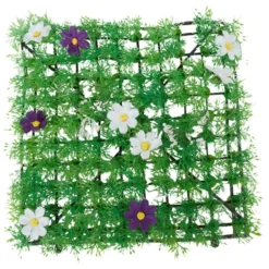 Dalle de gazon artificiel fleurs jaunes violettes blanches