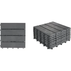 Dalle de jardin carrée clipsable effet bois noir 30x30cm x8