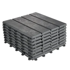 Dalle de jardin carrée clipsable effet bois noir 30x30cm x8
