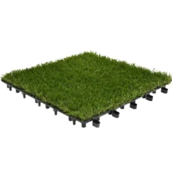 Dalle de jardin x4 gazon synthétique clipsable 31x31cm