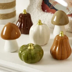 Décoration de table à poser x6 thème automne en céramique Ø4,5xH7cm