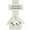 Décoration funéraire solaire forme croix solaire avec colombes H15,5cm