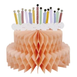 Décoration gâteau anniversaire papier de soie nid d'abeille 27x30cm