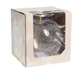 Décoration LED en verre pomme effet craquelé transparent Ø7xH8cm