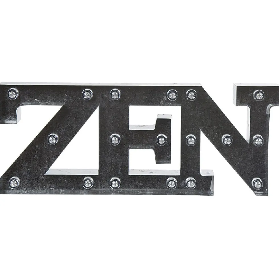 Décoration lumineuse LED mot ZEN effet zinc gris