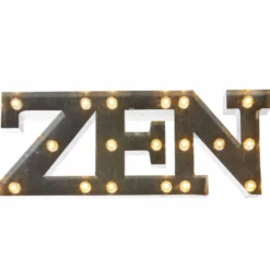 Décoration lumineuse LED mot ZEN effet zinc gris